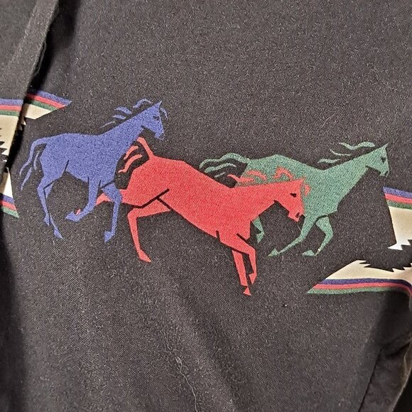 Roper Size Small Black Western Button Up Long Sleeve Shirt Horses Classic Vtg - Picture 5 of 15